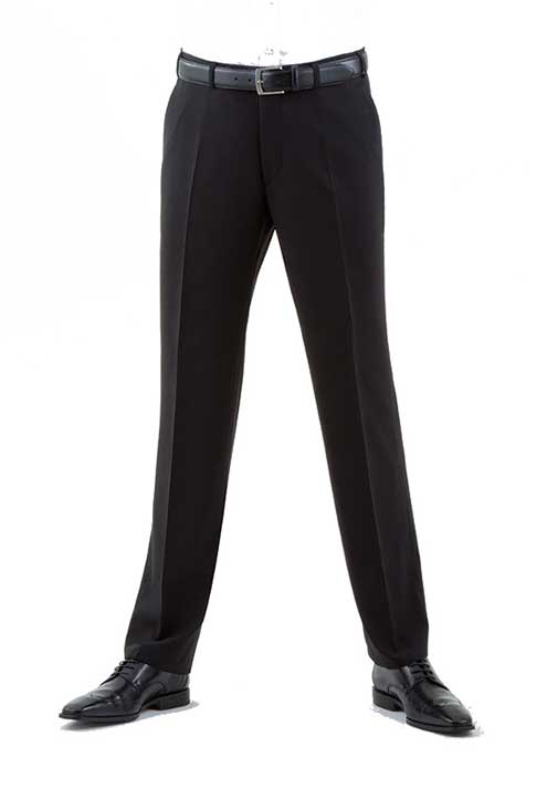 Digel Black Quality Plain Wool Mixture Suit Trouser Plain Front