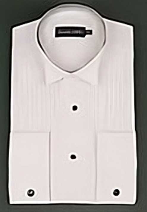 Double Two Pleated Wing Collar Dress Shirt with Studs.