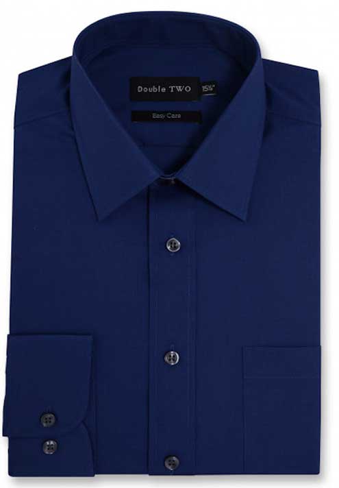 Double Two Navy Cotton Blend Long Sleeve Shirt. Classic Fit