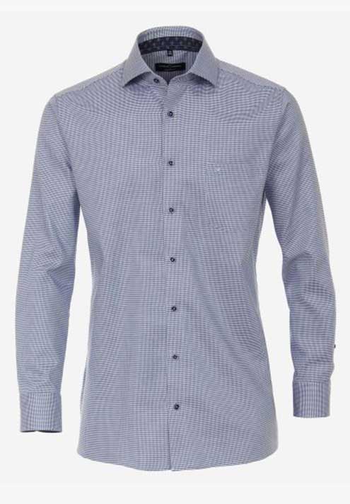 Casa Moda Blue neat design Long Sleeve Shirt With Trim. Modern Fit. Large Sizes