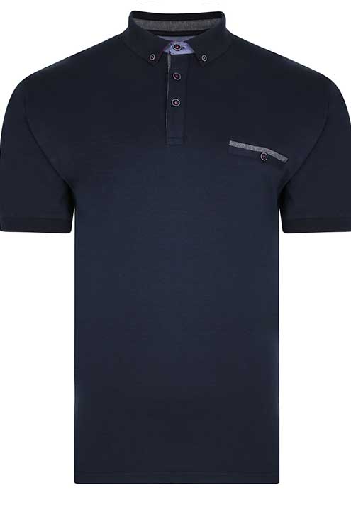 Peter Gribby Navy 100% Cotton Trimmed Polo Shirt. Size 2XL Left