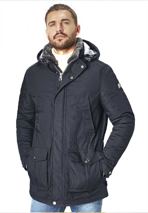 Redpoint Black Casual Jacket With Detachable Faux Fur Collar and Detachable Hood. 54"-56"Left