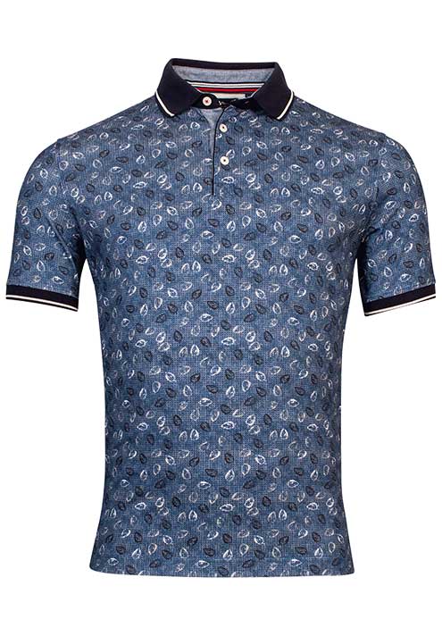 Baileys Half Sleeve Blue Print Design Poloshirt