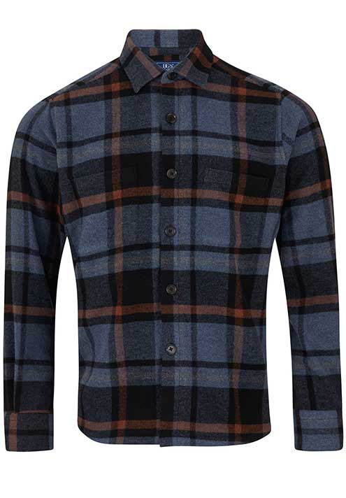 Douglas and Grahame Drifter Blue Check 'Shacket' Overshirt . 3XL Available