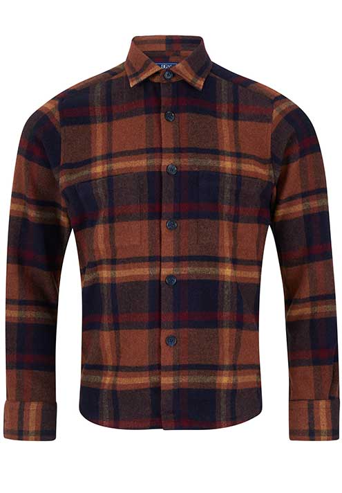 Douglas and Grahame 'Drifter' Dark Orange 'Shacket' Overshirt. 3XL Available.