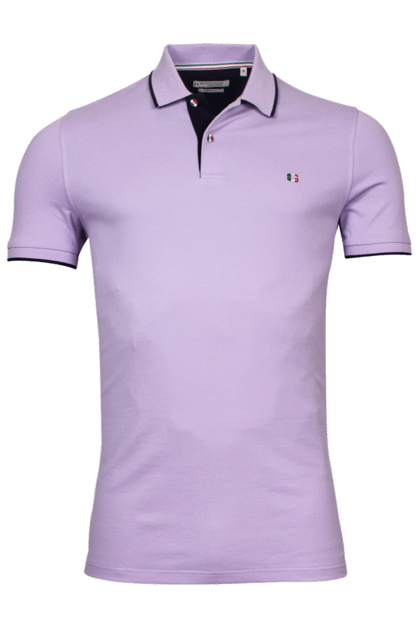 Giordano Lilac Trimmed Poloshirt With Logo Collar