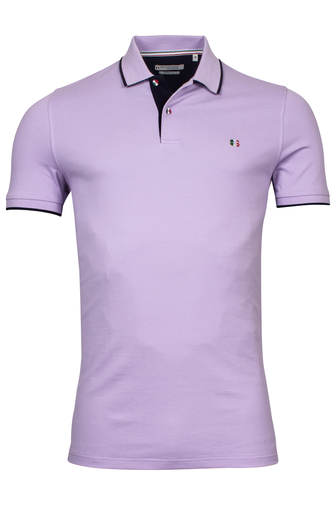 Giordano Lilac Trimmed Poloshirt With Logo Collar