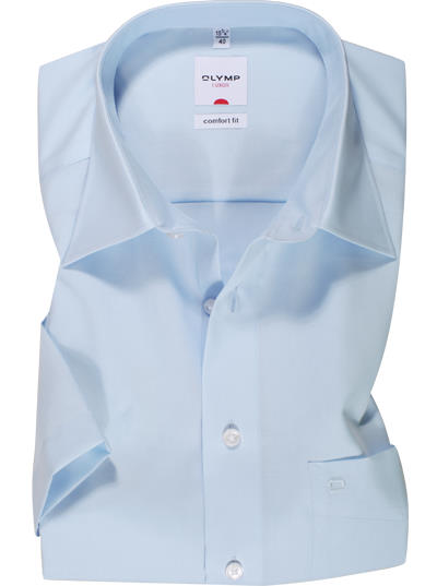 Olymp Luxor Light Blue Comfort Fit Non Iron Short Sleeve Shirt.