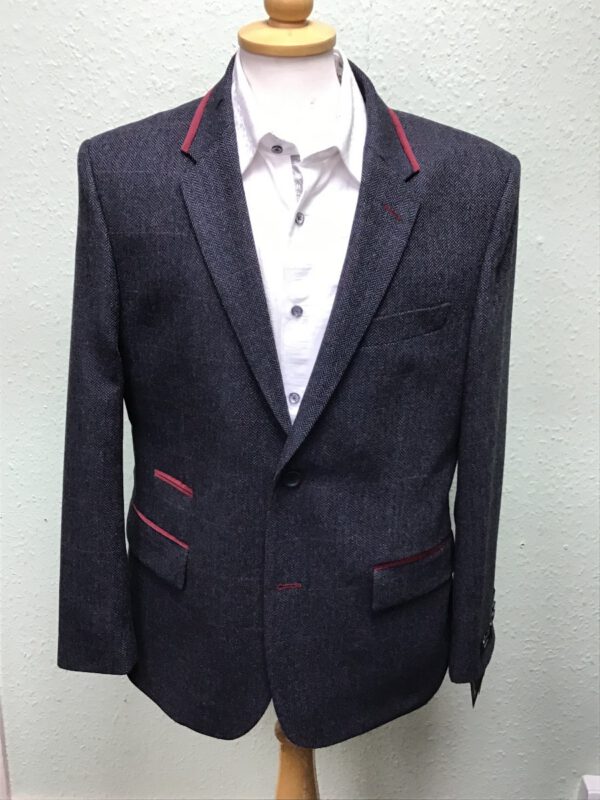 Santinelli grey and Red Check Jacket with Trim. Only size S.40 Left