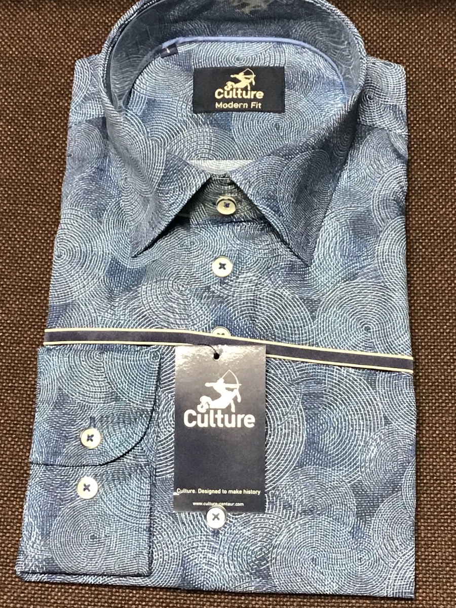 Culture of France Navy Geometric Long Sleeve Shirt. Size Large.