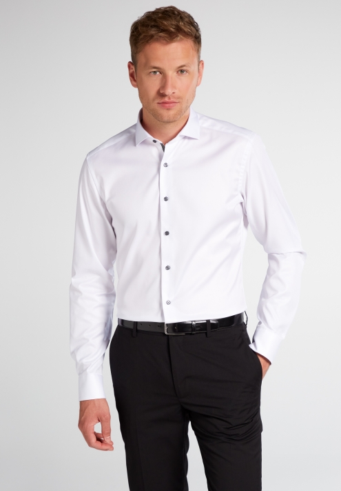 Eterna Slim Fit White Long Sleeve Cover Shirt.