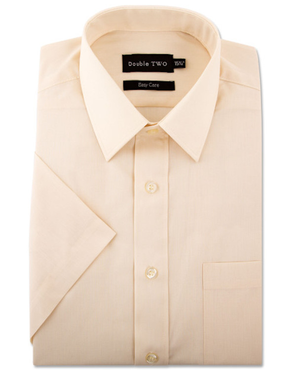Double Two Cream Short Sleeve Cotton Blend Shirt. Classic Fit