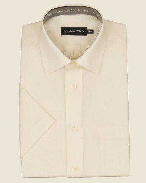 Cotton Rich Classic Shirt Cream Short Sleeve
