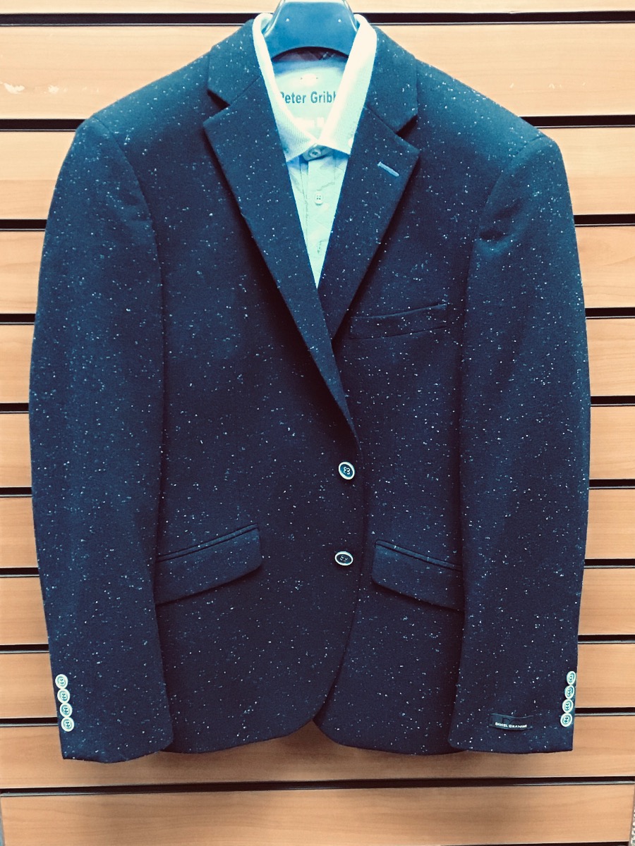 Daniel Grahame Navy Mottled Single Breasted Jacket. Modern Fit