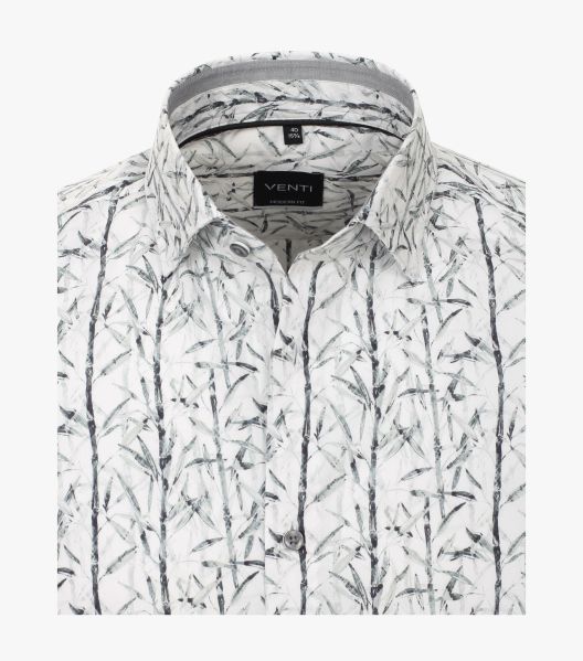 Venti White Bamboo Patterned Long Sleeve Shirt. Modern Fit. Size 17"  Left