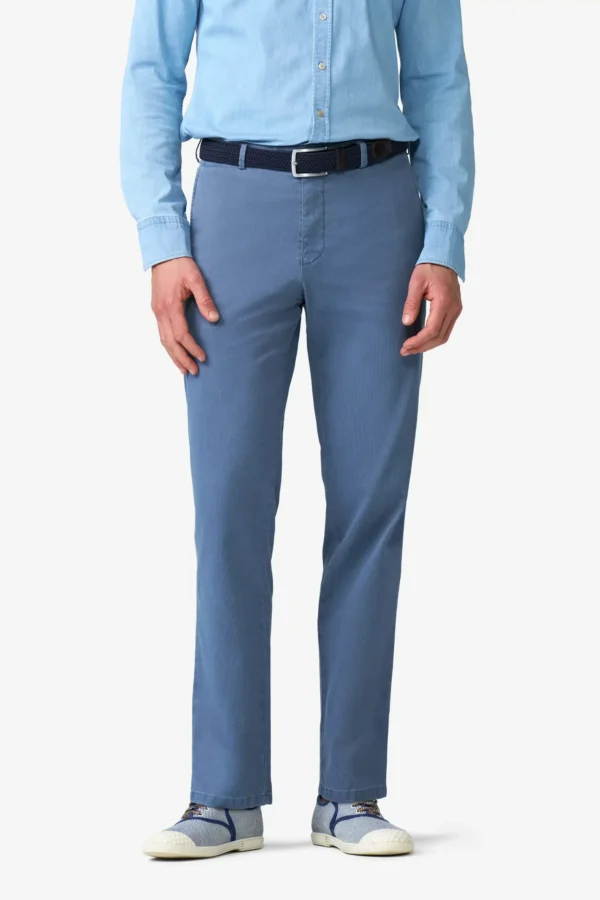 Meyer Mid Blue Stretch Cotton Summer Cotele Chino.