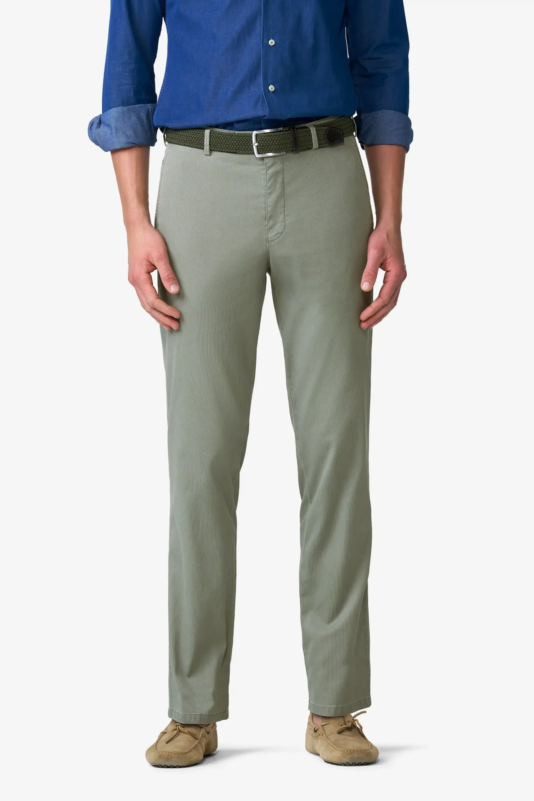 Meyer Oliver Colour Stretch Cotton Cotele Fabric Chino Trousers